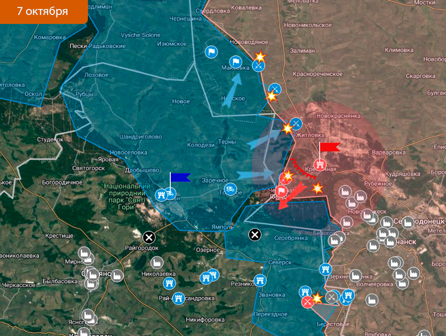 Карта боевых действий на украине на сегодня сватово кременная