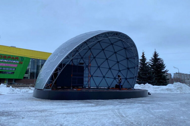 Панорама: В.И. Ленин, памятник, мемориал, Нижегородская область, Кстово, площадь