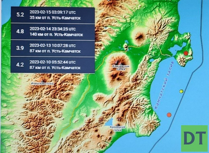 Карта камчатка землетрясения