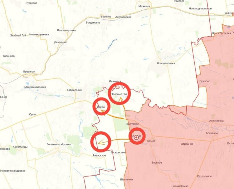 Российские войска освободили село Мирное на границе с Днепропетровской областью