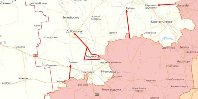 Доброполье под угрозой: российские войска продолжают наступление севернее Красноармейска