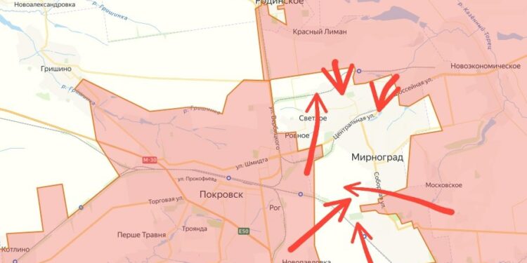 Зеленский оставил мирноградский гарнизон ВСУ умирать, карта боевых действий на вечер 5 декабря