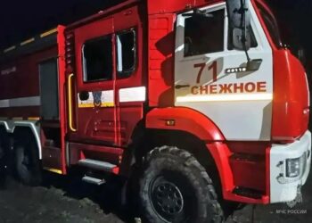 Беспилотники атаковали пожарных в Снежном во время тушения возгорания