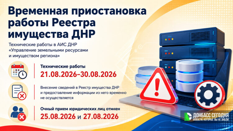 Реестр имущества ДНР приостановит работу с 21 по 30 августа